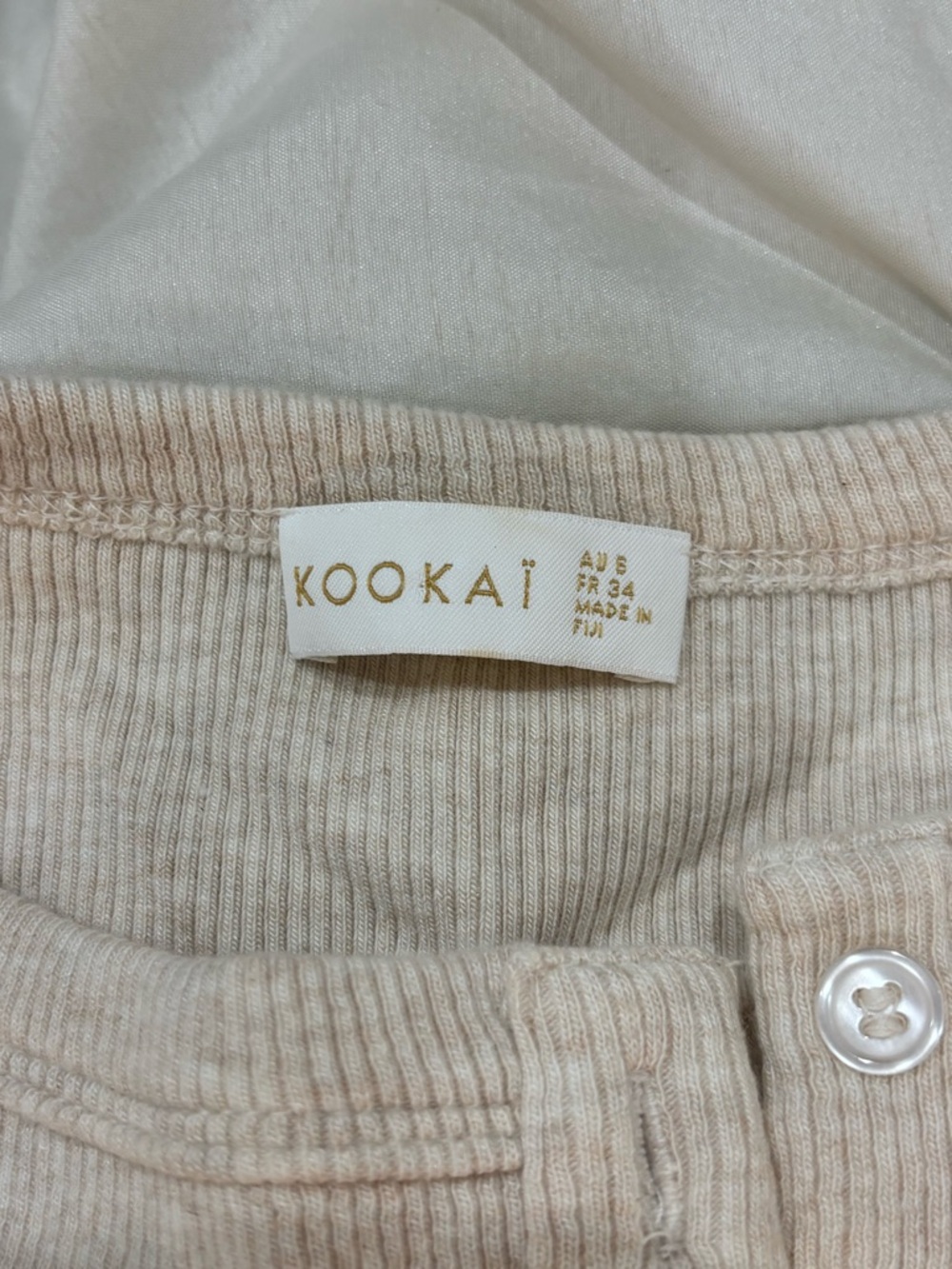 Kookai Beige Ribbed Button-Front Vest Top - Picture 3 of 3